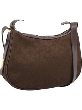 CELINE C Sulky Shoulder Bag Brown Gold